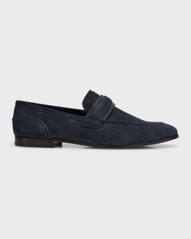 Suede Monili Flat Loafers